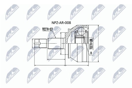 Шарнир равных угловых скоростей NTY NPZ-AR-008