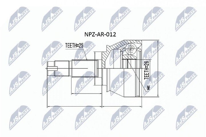 Шарнир равных угловых скоростей NTY NPZ-AR-012 (фото 1)