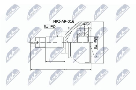 Шарнир равных угловых скоростей NTY NPZ-AR-016