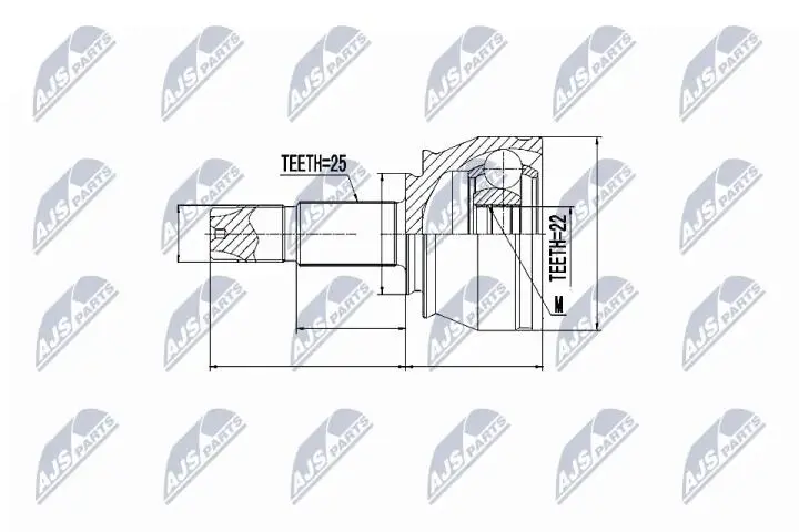 ШАРНІР РІВНИХ КУТОВИХ ШВИДКОСТЕЙ | FIAT PANDA II 1.3JTD,STILO 1.4 04-,1.6 01-, 500 1.3D,1.4 NTY NPZ-FT-032 (фото 1)