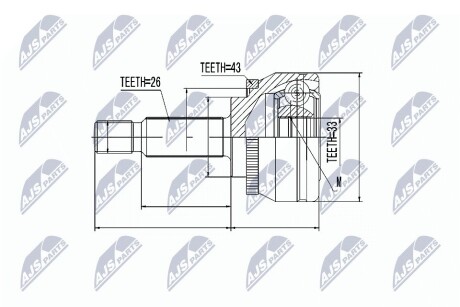 Шарнір рівних кутових швидкостей NTY NPZ-MS-053