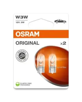 Автолампа 3W 12V W2, 1X9, 5D (к/т 2 шт) Osram 2821-2BL