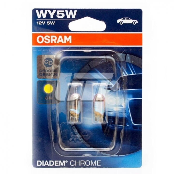 Автолампа diadem chrome wy5w w2,1x9,5d 5 w оранжевая Osram 2827DC02B (фото 1)