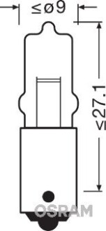 Автолампа original miniwatt t20 ba9s 20 w прозрачная Osram 64115