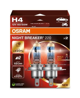 Автолампа Night Breaker 220 H4 12V 60/55W P43T к/т 2 шт Osram 64193NB220-2HB