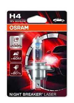 Автолампа night breaker laser h4 p43t 55 w 60 w прозоро-блакитна Osram 64193NBL-01B (фото 1)