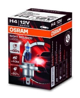 Автолампа night breaker laser h4 p43t 55 w 60 w прозрачно-голубая Osram 64193NBL