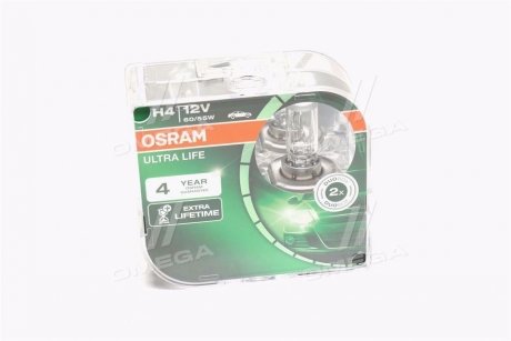 Лампа фарна h4 12v 60/55w p43t ultra life (компл.) (вір-во) Osram 64193ULT-HCB-DUO