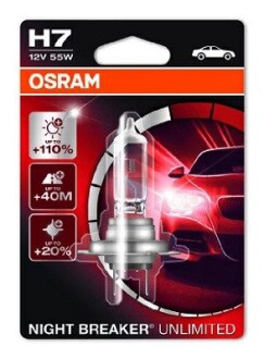 Автолампа night breaker unlimited h7 px26d 55 w прозрачно-голубая Osram 64210NBU-01B (фото 1)