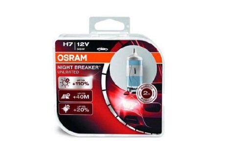 Автолампа night breaker unlimited h7 px26d 55 w прозоро-блакитна Osram 64210NBU-HCB (фото 1)