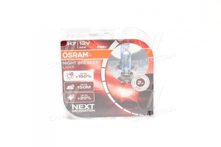 Автолампа night breaker laser h7 px26d 55 w прозоро-блакитна Osram 64210NLHCB (фото 1)