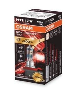 Лампа фарна h11 12v 55w pgj19-2 night breaker (+200) 1шт. Osram 64211NB200