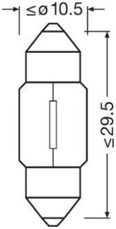 Автолампа 10W 12V SV8,5-8 (к/т 2 шт) Osram 6438-2BL (фото 1)