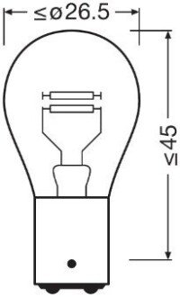 Автолампа 21/5W 12V BAY15D (к/т 2 шт) Osram 7528-2BL (фото 1)