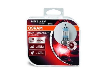 Автолампа night breaker unlimited hb3 p20d 60 w прозоро-блакитна Osram 9005NBUHCB (фото 1)