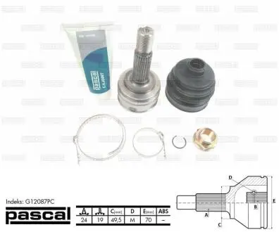 Шарнирный комплект, приводной вал. PASCAL G12087PC