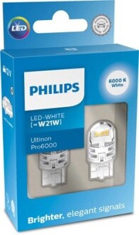 Автолампа ultinon pro6000 w21w w3x16d прозора PHILIPS 11065CU60X2 (фото 1)