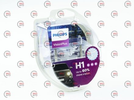 Автолампа visionplus h1 p14,5s 55 w прозрачно-голубая PHILIPS 12258VPS2
