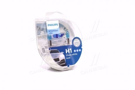 Автолампа whitevision ultra h1 p14,5s 55 w світло-блакитна PHILIPS 12258WVUSM