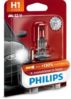 Автолампа x-tremevision g-force h1 p14,5s 55 w прозрачно-голубая PHILIPS 12258XVGB1 (фото 1)