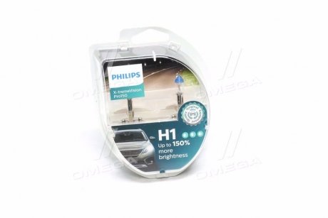 Автолампа x-tremevision pro150 h1 p14,5s 55 w прозоро-блакитна PHILIPS 12258XVPS2