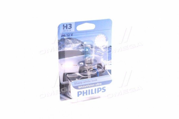 Автолампа whitevision ultra h3 pk22s 55 w світло-блакитна PHILIPS 12336WVUB1 (фото 1)