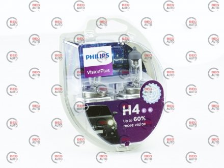 Автолампа visionplus h4 p43t-38 55 w 60 w прозрачная PHILIPS 12342VPS2