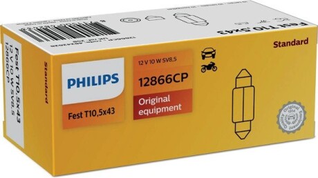 Автолампа vision c10w sv8,5 10 w прозора PHILIPS 12866CP