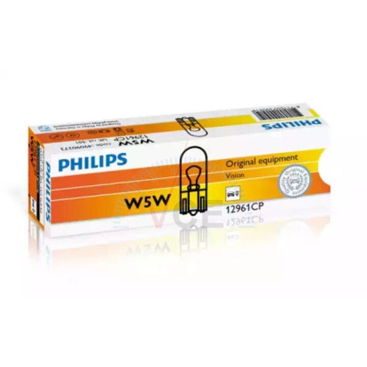 Автолампа vision w5w w2,1x9,5d 5 w прозрачная PHILIPS 12961CP (фото 1)