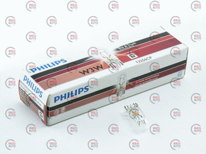 Автолампа standard w3w w2,1x9,5d 3 w прозора PHILIPS 13256CP (фото 1)