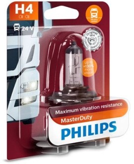 Автолампа masterduty h4 p43t-38 70 w 75 w прозора PHILIPS 13342MDB1