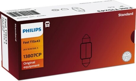 Автолампа t15x43 sv8,5 18 w прозора PHILIPS 13807CP