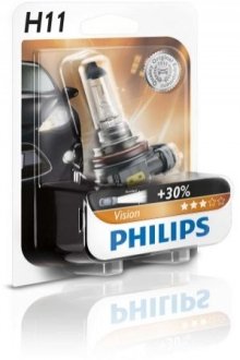 Автомобільна лампа: 12 [в] h11 vision 55w цоколь pgj19-2 blister +30% світла PHILIPS 36428630