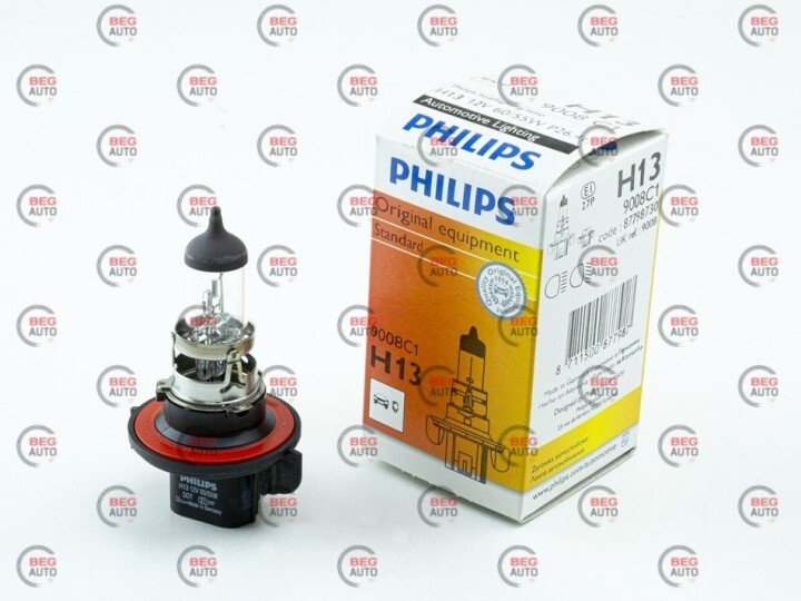 Автолампа standard h13 p26.4t 55 w 60 w прозрачная PHILIPS 9008C1 (фото 1)