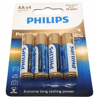 Батарейка AA Premium Alkaline щелочная LR6 Blister 4шт PHILIPS LR6M4B/10