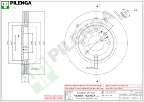 Диск гальмівний перед. peugeot 406 (іржа) PILENGA V083