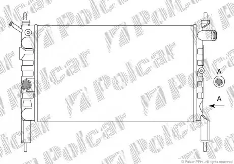 Радіатор охолодж. двигуна opel astra f 1.4/1.6 09.91-01.05 POLCAR 550708B1