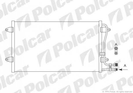 Радиатор кондиционера VW LT 28-46 II (2DC, 2DF) 96-06, LT 28-46 II (2DA, 2DD, 2DH) 96-06 POLCAR 9571K8C1S