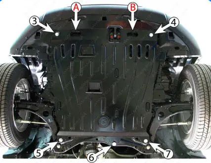 Защита двигателя MITSUBISHI ASX 1,8 2,0 пер.пр, 4х4+USA АКПП 2010 --- 2022 Защита моторн.+КПП Полігон Авто PA01449