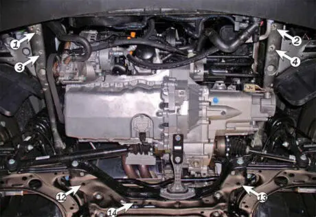 Защита двигателя VOLKSWAGEN Golf IV/ NewVeetle 1,4 1,6 1,9ТD 2,0i МКПП 1997 - 2005 Защита моторн.+КПП Полігон Авто PA02288