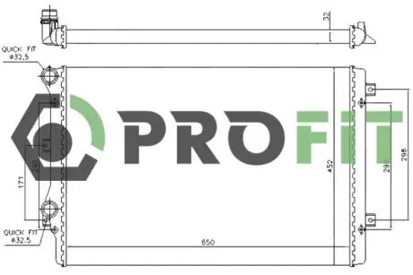 Радіатор, охолодження двигуна PROFIT 1740-0013