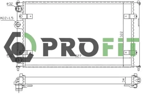 Радиатор, охлаждение двигателя PROFIT 1740-0016