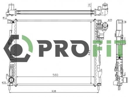 Радиатор, охлаждение двигателя PROFIT 1740-0170