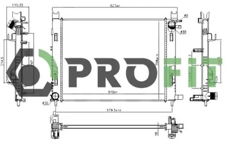 Радиатор, охлаждение двигателя PROFIT 1740-0177