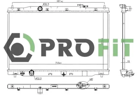 Радиатор, охлаждение двигателя PROFIT 1740-0207