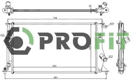 Радіатор, охолодження двигуна PROFIT 1740-0220