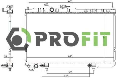 Радіатор, охолодження двигуна PROFIT 1740-0262