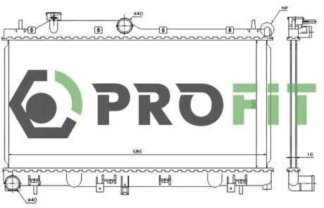 Радиатор, охлаждение двигателя PROFIT 1740-0351