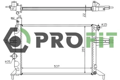 Радіатор, охолодження двигуна PROFIT 1740-0372