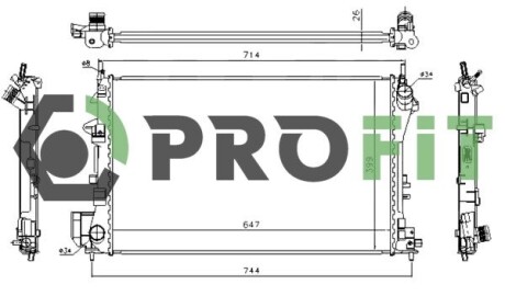 Радіатор, охолодження двигуна PROFIT 1740-0386